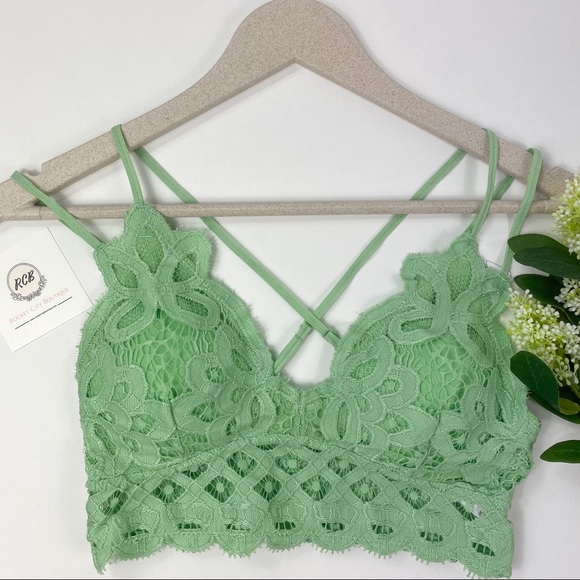 Boutique Brand Other - 🆕 LIKE FREE PEOPLE Bralette Crochet Scallop Lace Crisscross adjustable strap